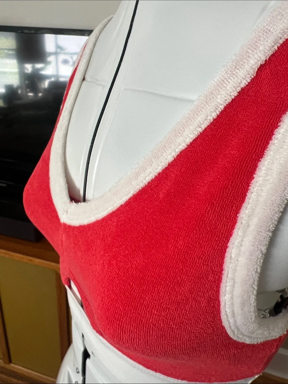 Zara Red and Cream Terry Bralette with Keyhole